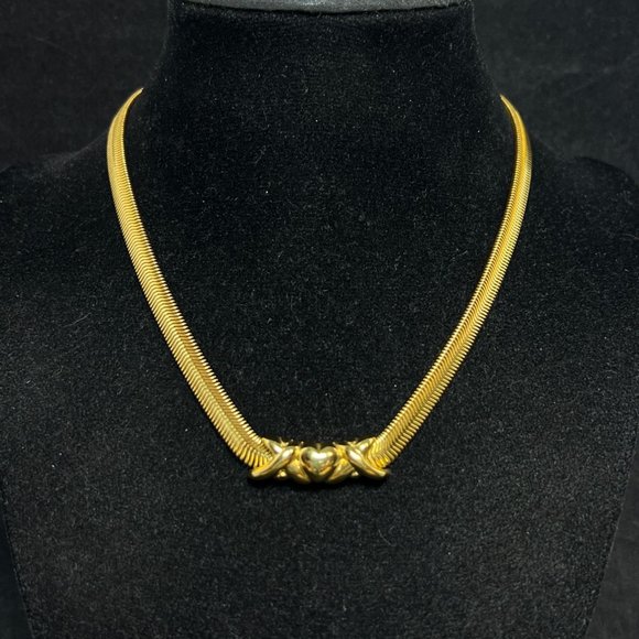 Vintage Monet Gold Tone Snake Chain Choker Necklace 15" (4234) - Picture 1 of 7